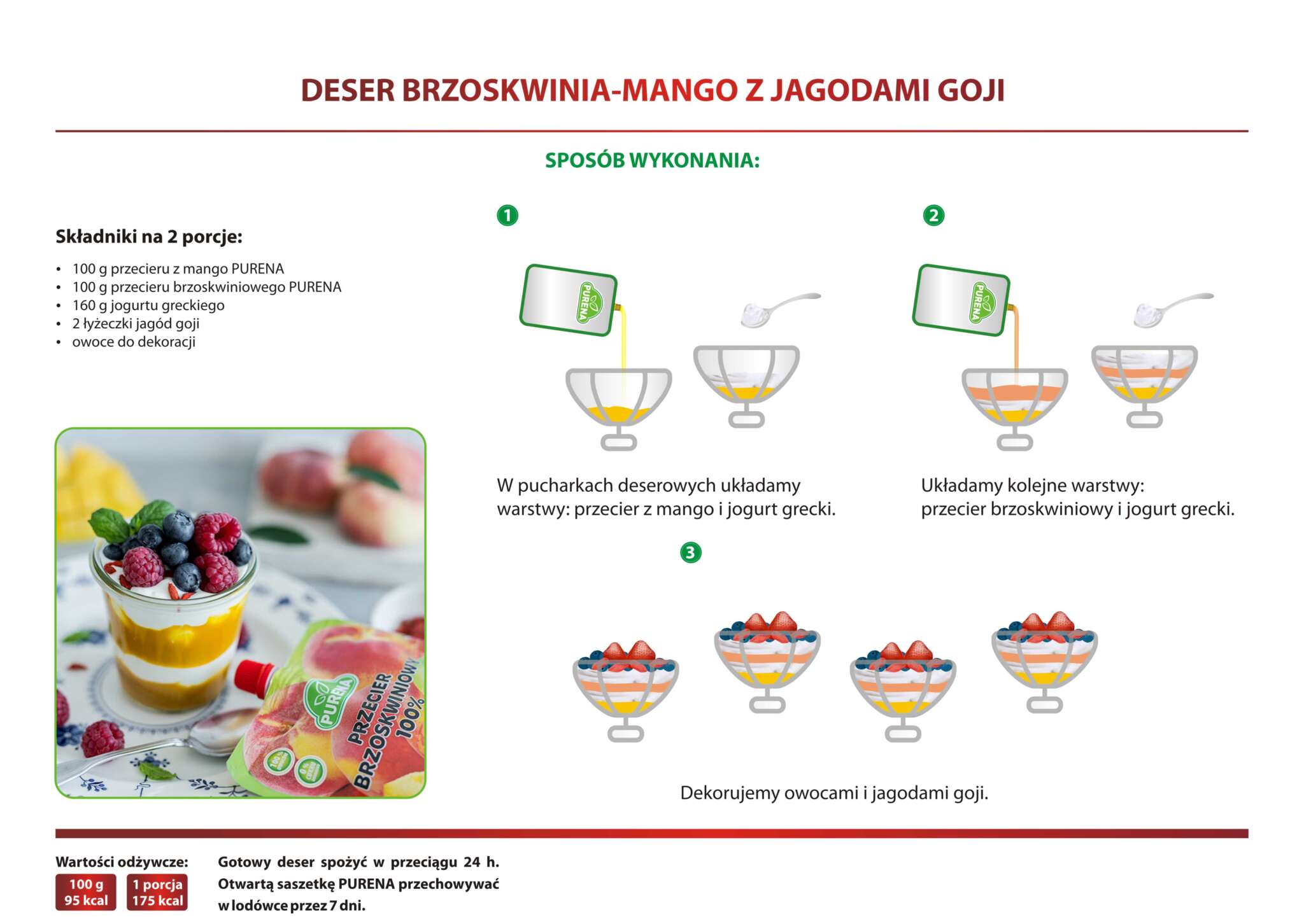 Deser brzoskwinia-mango z jagodami goji