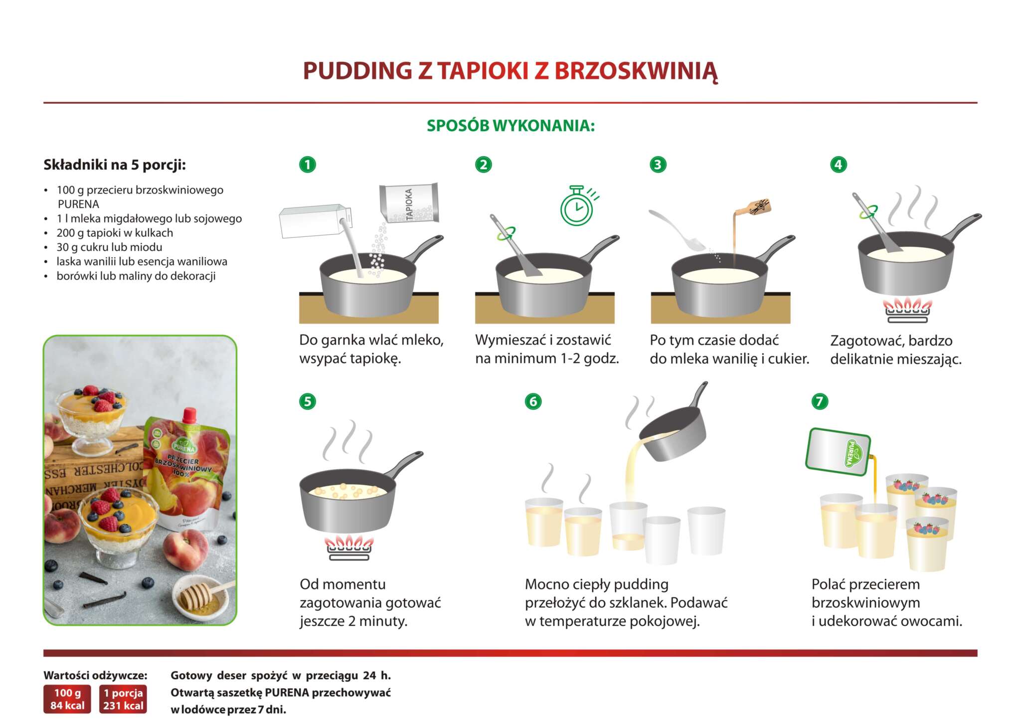 Pudding z tapioki z brzoskwinią