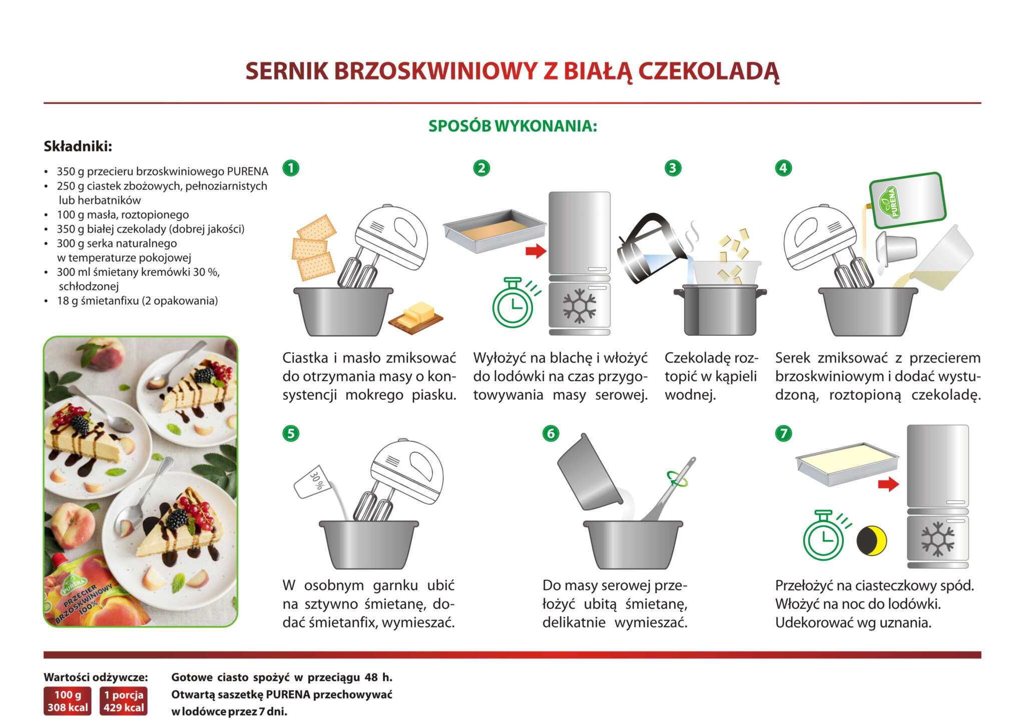 Sernik brzoskwiniowy z białą czekoladą