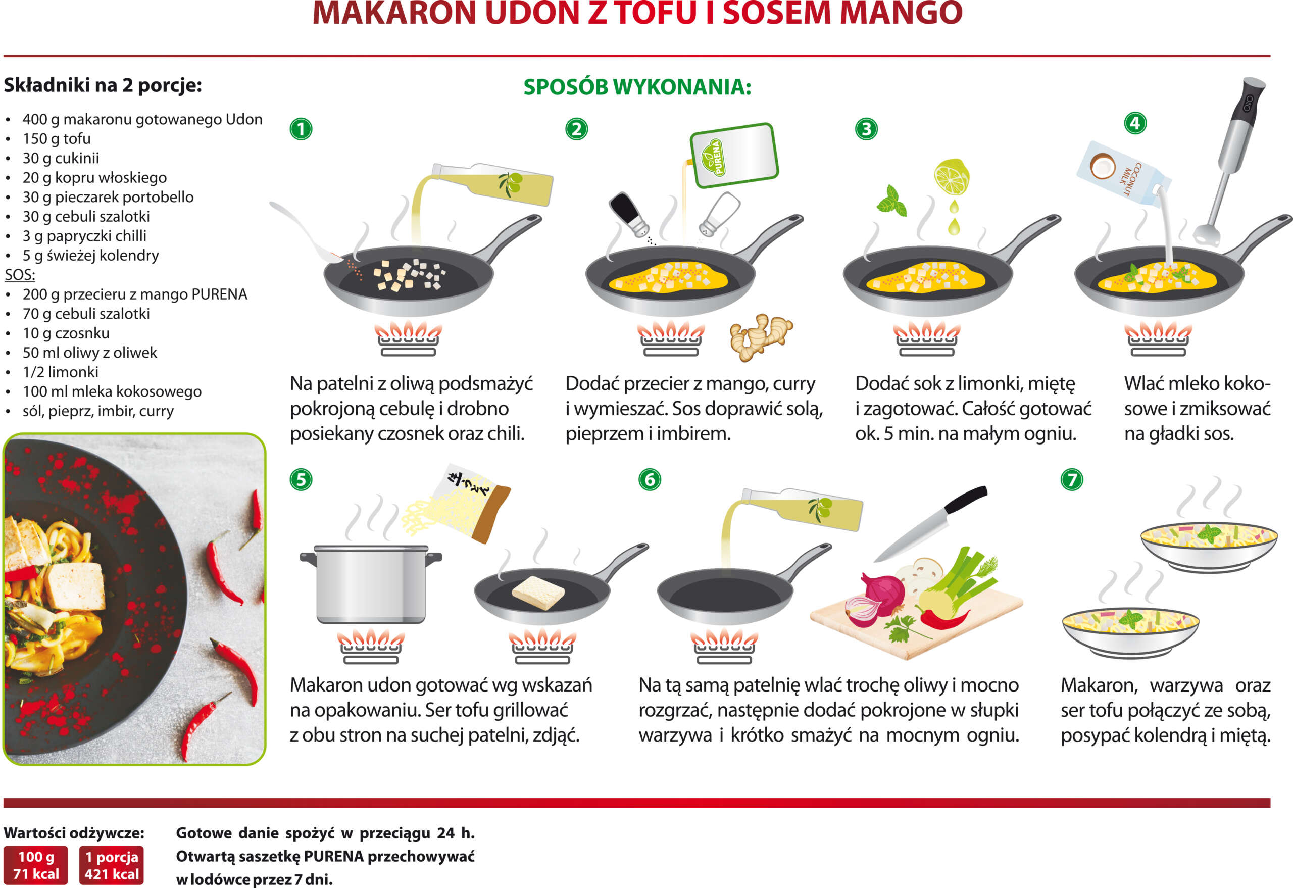 Makaron udon z tofu i sosem mango