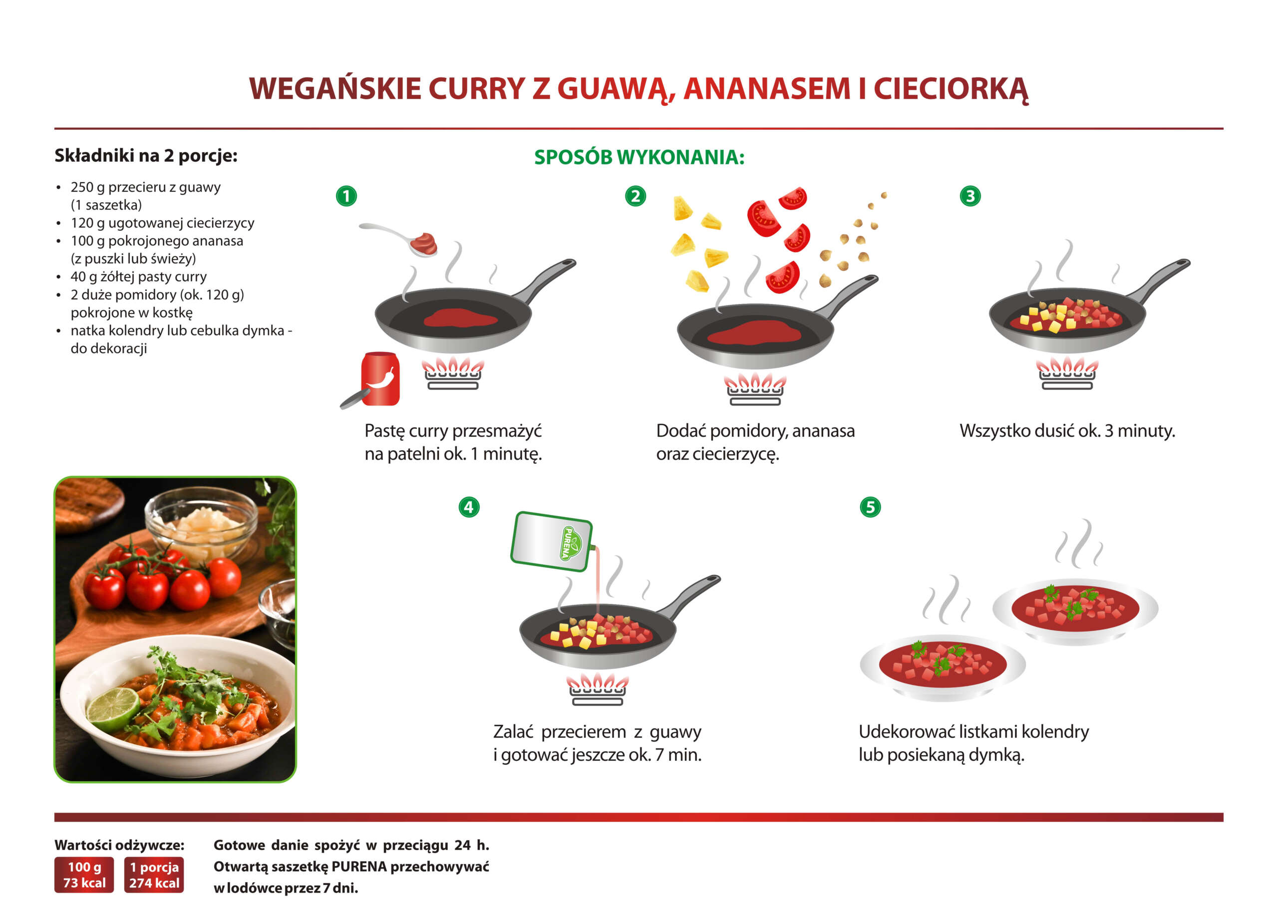 Wegańskie curry z guawą, ananasem i cieciorką